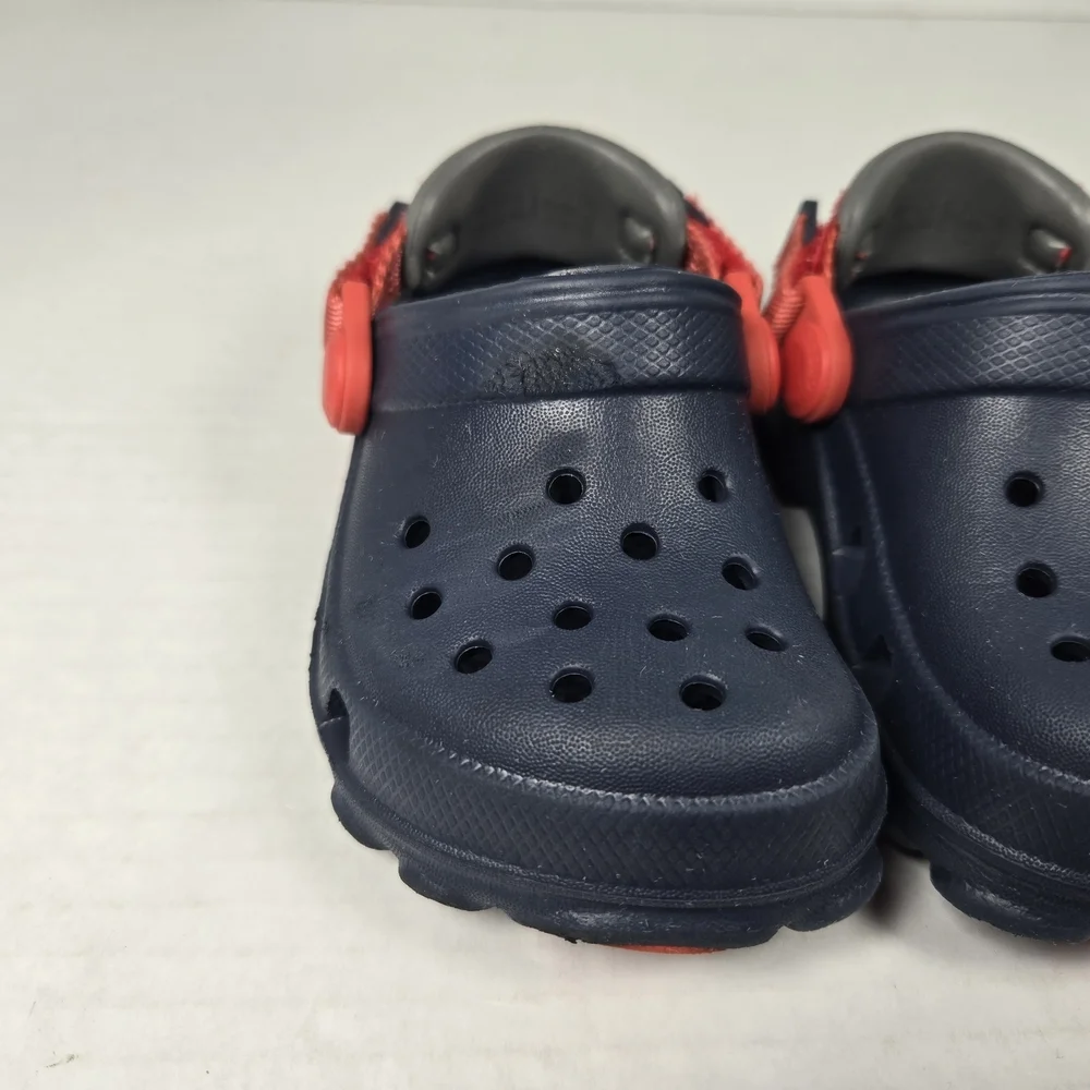 Crocs Kids All-Terrain Navy Red Clogs Slipon Sandals Unisex Sz C4 Toddler Baby 4
